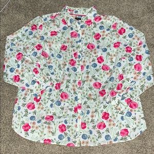 Talbots floral button down shirt sz 18W poppies